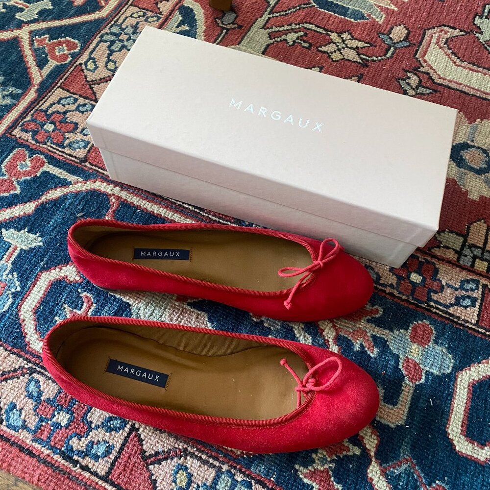 Margaux demi flat in carmine suede, size 40 N